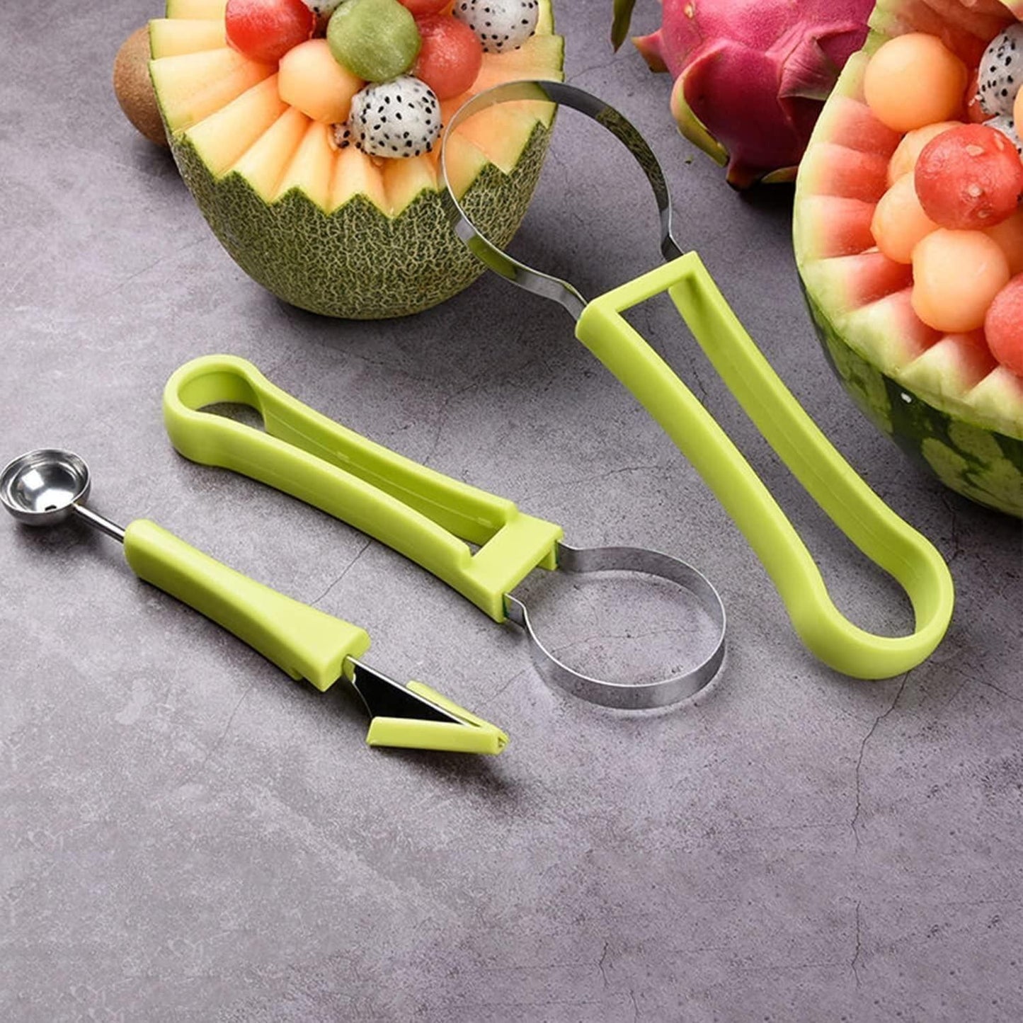 Professional 4-in-1 Watermelon Cutter and Melon Baller Scoop Set