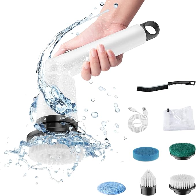 5-in-1 Handheld Bathroom Cleaning Brush Scrubber – Rechargeable & Cordless