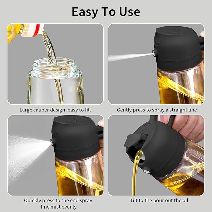 500ml Portable Oil Dispenser – Spray & Pour for Cooking, BBQ, Picnic