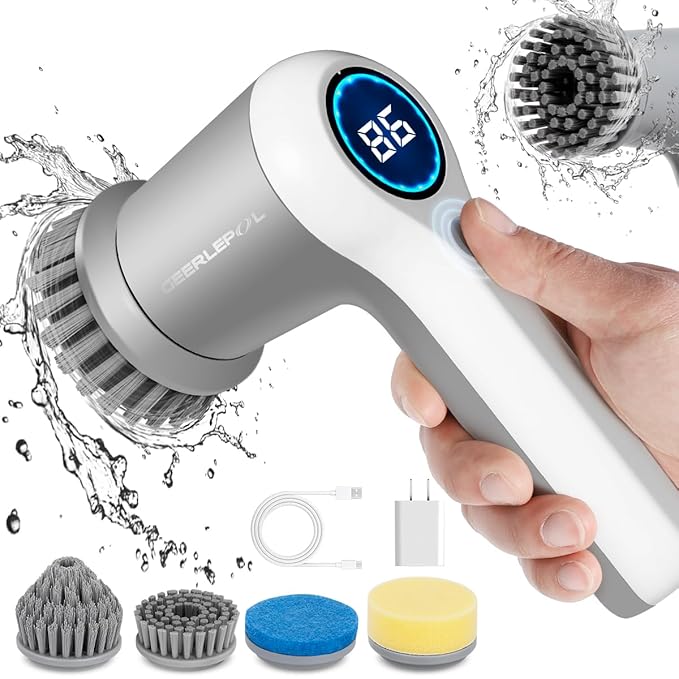 5-in-1 Handheld Bathroom Cleaning Brush Scrubber – Rechargeable & Cordless