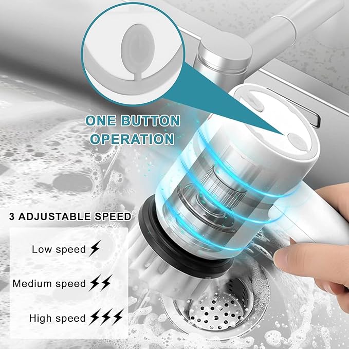 5-in-1 Handheld Bathroom Cleaning Brush Scrubber – Rechargeable & Cordless