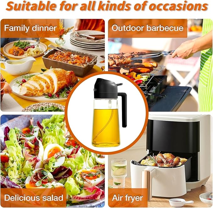 500ml Portable Oil Dispenser – Spray & Pour for Cooking, BBQ, Picnic